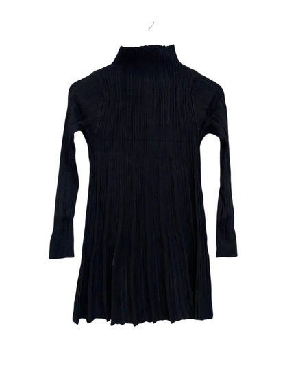 |S| BUST 14| A56| BLACK MOCK-NECK RIBBED TECHNICAL UTILITY TUNIC SWEATER
