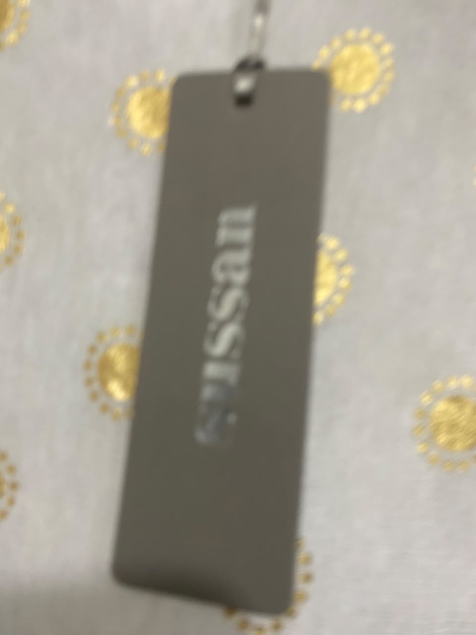 SUSSAN |M| BUST 24| A56| OFF-WHITE AND GOLD FOIL POLKA-DOT TECHNICAL UTILITY SWEATER