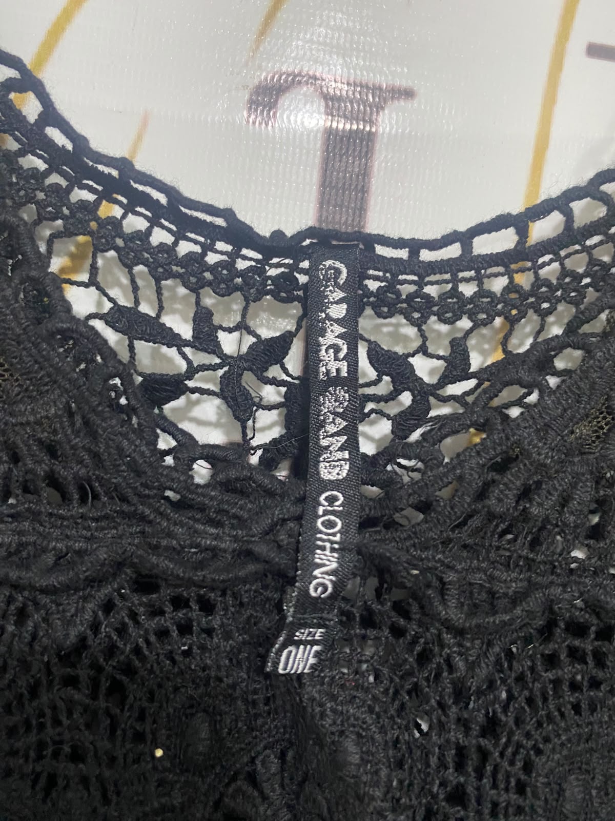 GRACE BAND |S| BUST 17| A56| BLACK CROCHET LACE CROPPED TECHNICAL UTILITY TANK TOP