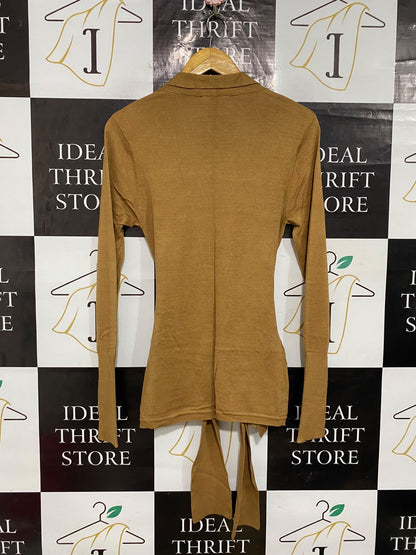 TRENT NATHAN |S| BUST 16| A56| CAMEL BELTED OPEN-FRONT TECHNICAL UTILITY CARDIGAN