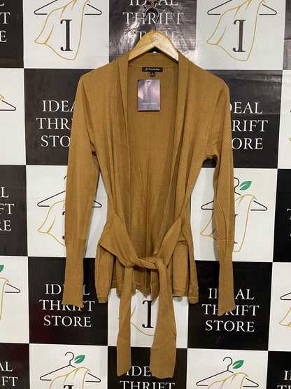 TRENT NATHAN |S| BUST 16| A56| CAMEL BELTED OPEN-FRONT TECHNICAL UTILITY CARDIGAN
