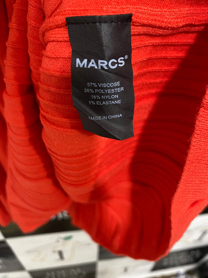 MARCS |XL| BUST 19| A56| VIBRANT RED PLEATED COLLARED TECHNICAL UTILITY DRESS