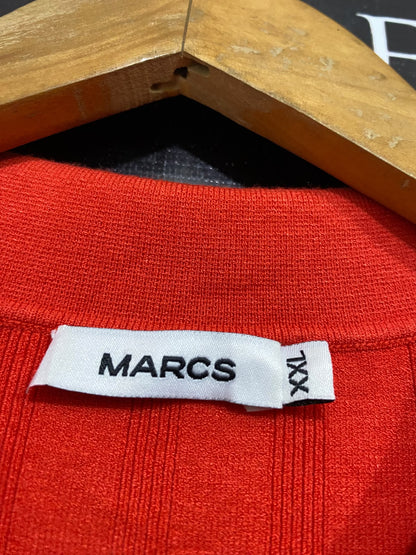 MARCS |XL| BUST 19| A56| VIBRANT RED PLEATED COLLARED TECHNICAL UTILITY DRESS