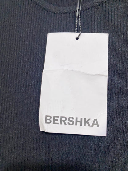 BERSHKA |M| BUST 12| A56| BLACK SIDE-CUTOUT SLEEVELESS TECHNICAL UTILITY MAXI DRESS