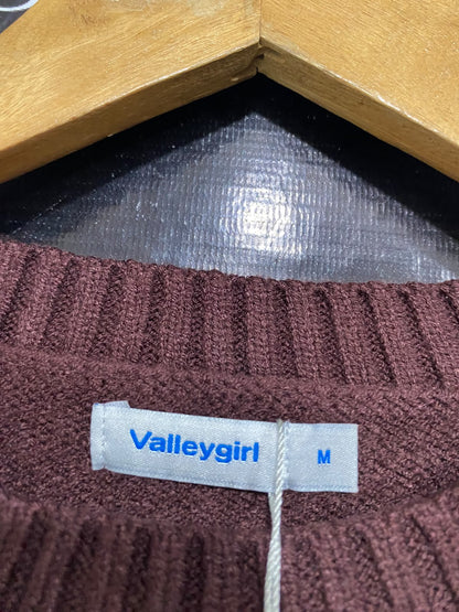 VALLEY GIRL |M| BUST 18| A56| BURGUNDY CABLE-KNIT CROPPED TECHNICAL UTILITY SWEATER