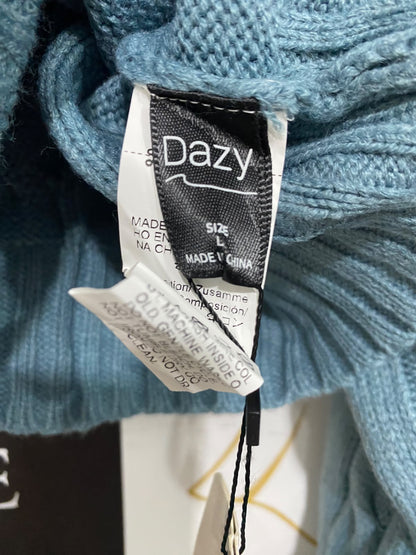 DAZY |L| BUST 28| A56| SAGE BLUE CABLE-KNIT CROPPED TECHNICAL UTILITY SWEATER