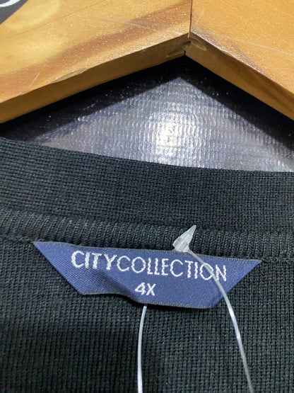 CITY COLLECTION |XL| BUST 26| A56| BLACK V-NECK BUTTON-DOWN TECHNICAL UTILITY CARDIGAN