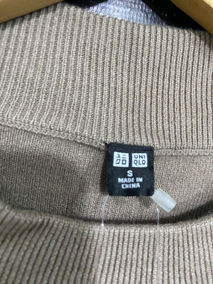 UNIQLO |S| BUST 19| A56| TAUPE MOCK-NECK TECHNICAL UTILITY KNIT DRESS