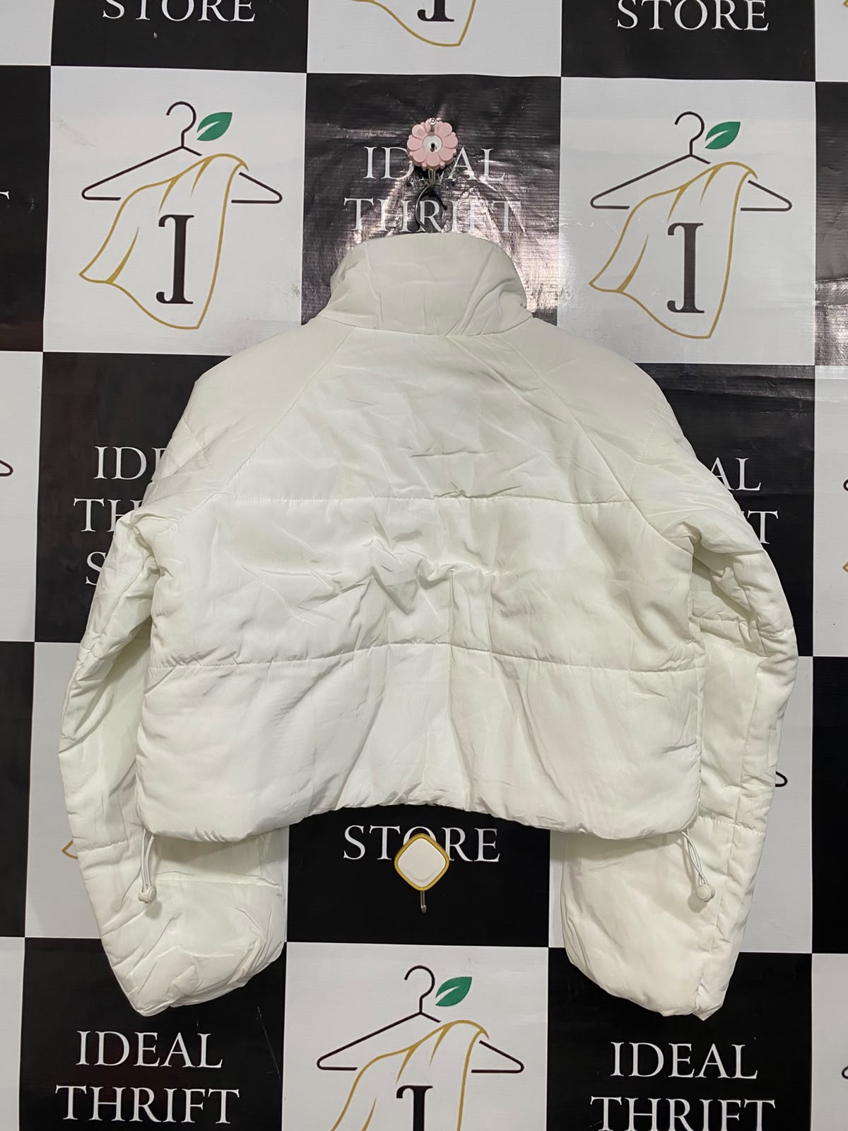 GLASSONS |XS| BUST 21| A56| OFF-WHITE CROPPED PUFFER JACKET TECHNICAL UTILITY OUTERWEAR
