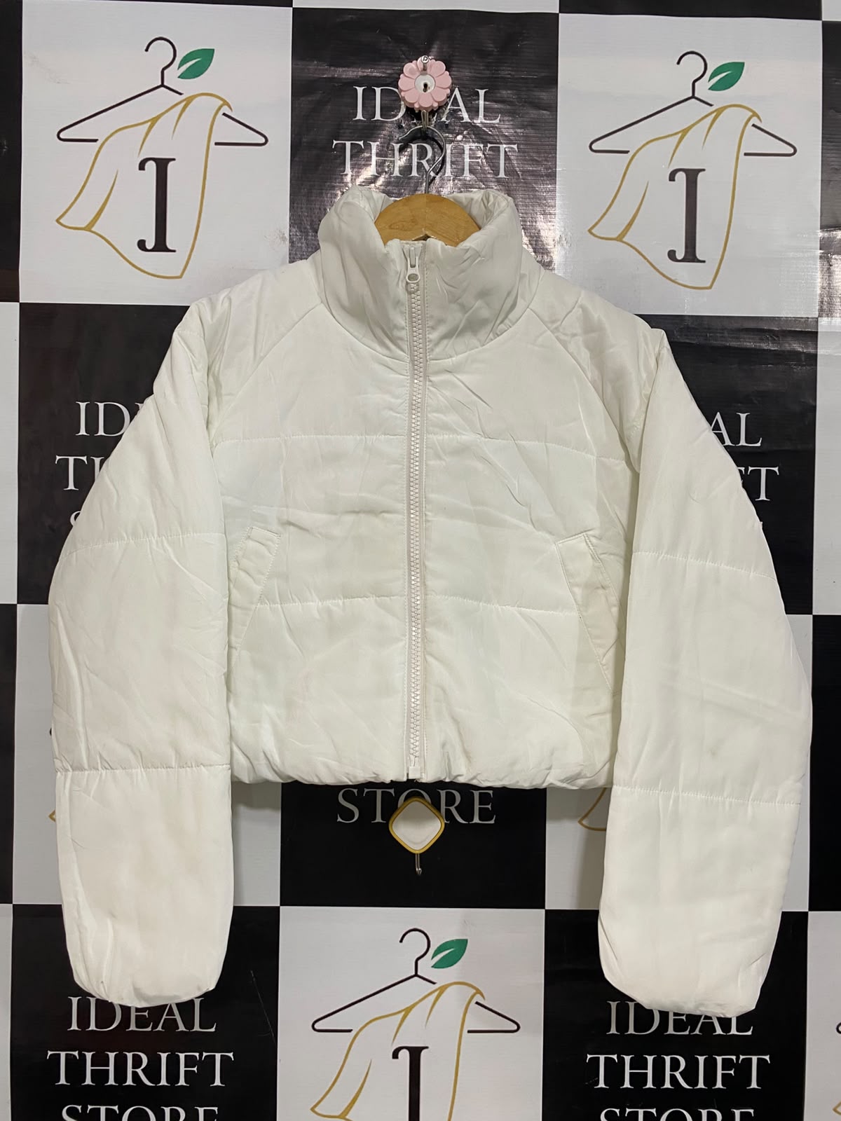 GLASSONS |XS| BUST 21| A56| OFF-WHITE CROPPED PUFFER JACKET TECHNICAL UTILITY OUTERWEAR
