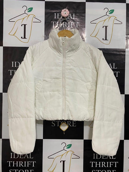 GLASSONS |XS| BUST 21| A56| OFF-WHITE CROPPED PUFFER JACKET TECHNICAL UTILITY OUTERWEAR