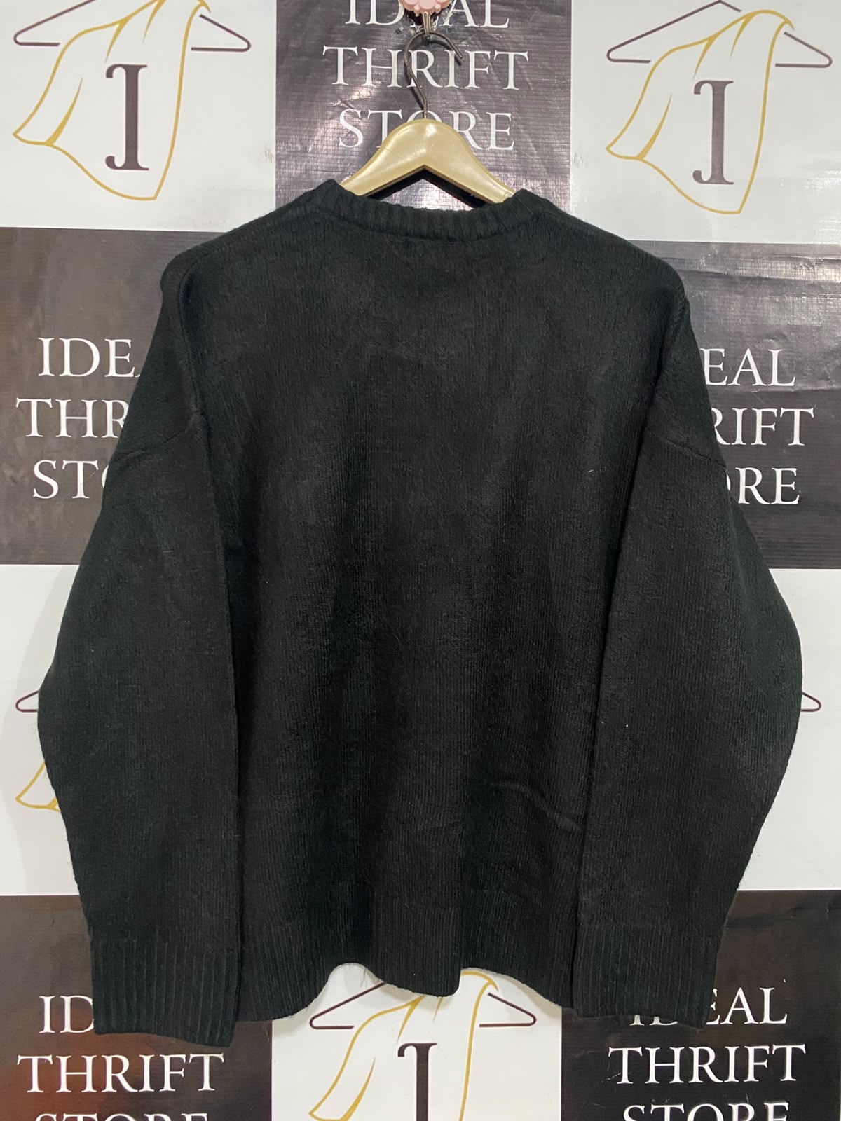 COTTON ON |L| BUST 23| A56| BLACK CREWNECK TECHNICAL UTILITY SWEATER