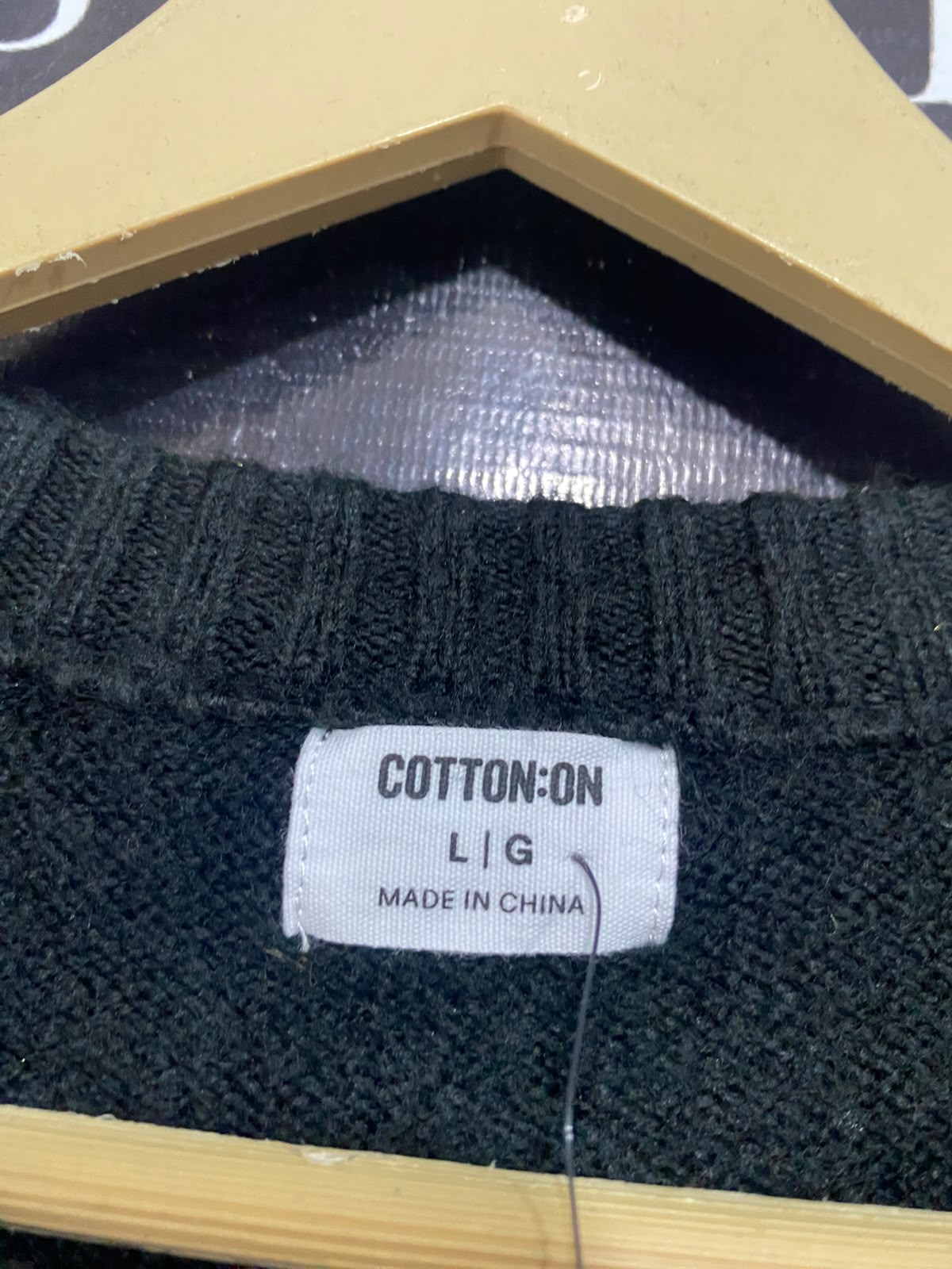 COTTON ON |L| BUST 23| A56| BLACK CREWNECK TECHNICAL UTILITY SWEATER