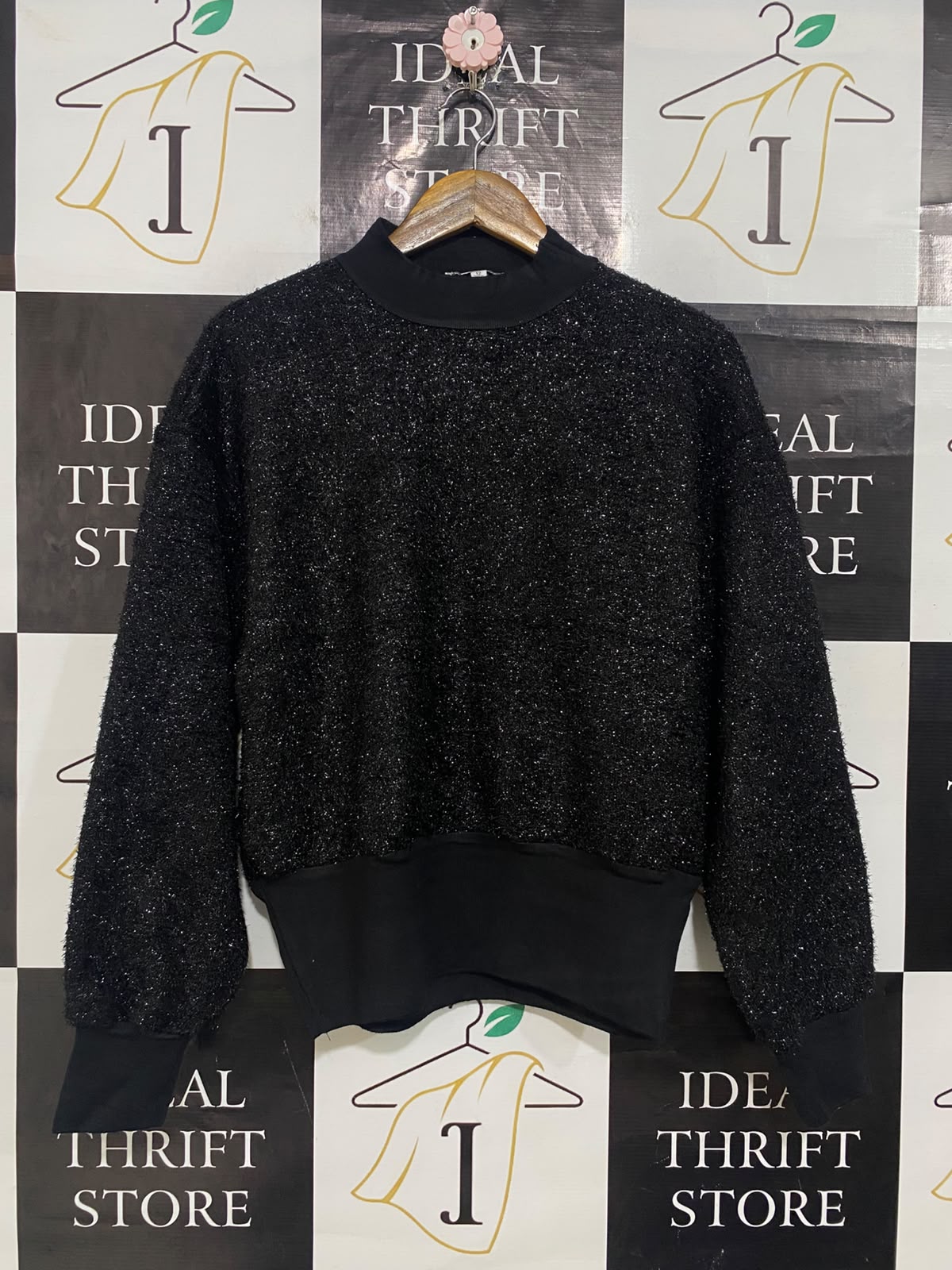 HAMMOCK & VINE |M| BUST 23| A56| BLACK SHIMMER MOCK-NECK TECHNICAL UTILITY SWEATER