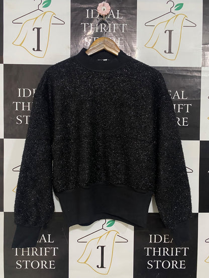 HAMMOCK & VINE |M| BUST 23| A56| BLACK SHIMMER MOCK-NECK TECHNICAL UTILITY SWEATER