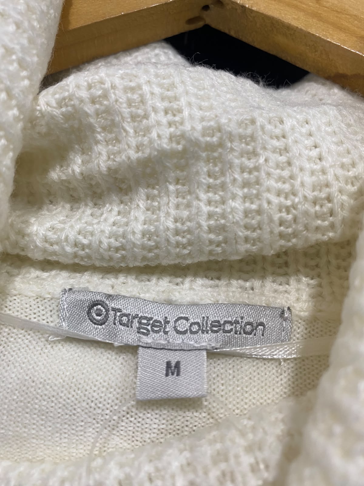 TARGET COLLECTION |M| BUST 20| A56| OFF-WHITE COWL-NECK TECHNICAL UTILITY TUNIC SWEATER
