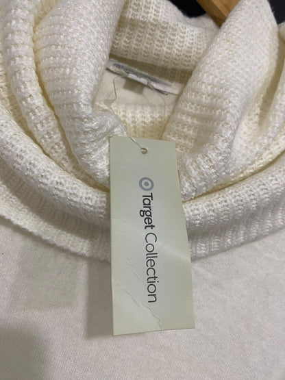 TARGET COLLECTION |M| BUST 20| A56| OFF-WHITE COWL-NECK TECHNICAL UTILITY TUNIC SWEATER