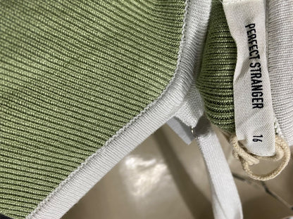 PERFECT STRANGER |M| BUST 17| A56| SAGE GREEN CONTRAST-TRIM RIBBED TECHNICAL UTILITY MAXI DRESS