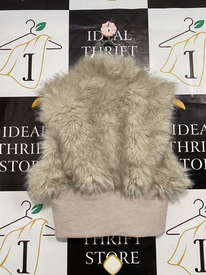 SHEIN |M| BUST 17| A55| TAUPE FAUX-FUR STAND-COLLAR TECHNICAL UTILITY VEST