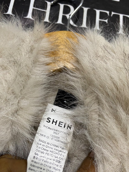 SHEIN |M| BUST 17| A55| TAUPE FAUX-FUR STAND-COLLAR TECHNICAL UTILITY VEST