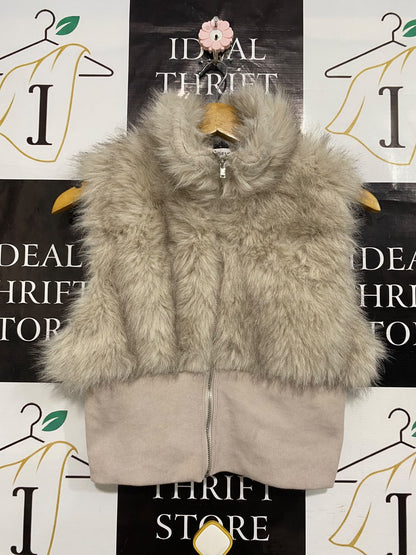 SHEIN |M| BUST 17| A55| TAUPE FAUX-FUR STAND-COLLAR TECHNICAL UTILITY VEST
