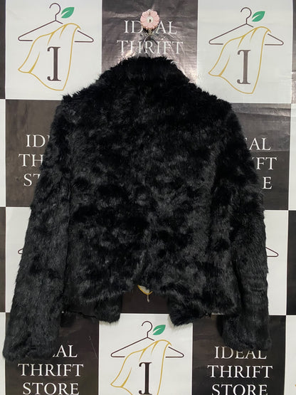 NEW LOOK |M| BUST 22| A55| BLACK FAUX-FUR SHAWL-COLLAR TECHNICAL UTILITY JACKET