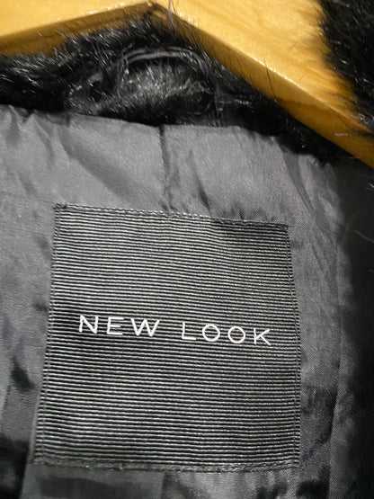 NEW LOOK |M| BUST 22| A55| BLACK FAUX-FUR SHAWL-COLLAR TECHNICAL UTILITY JACKET