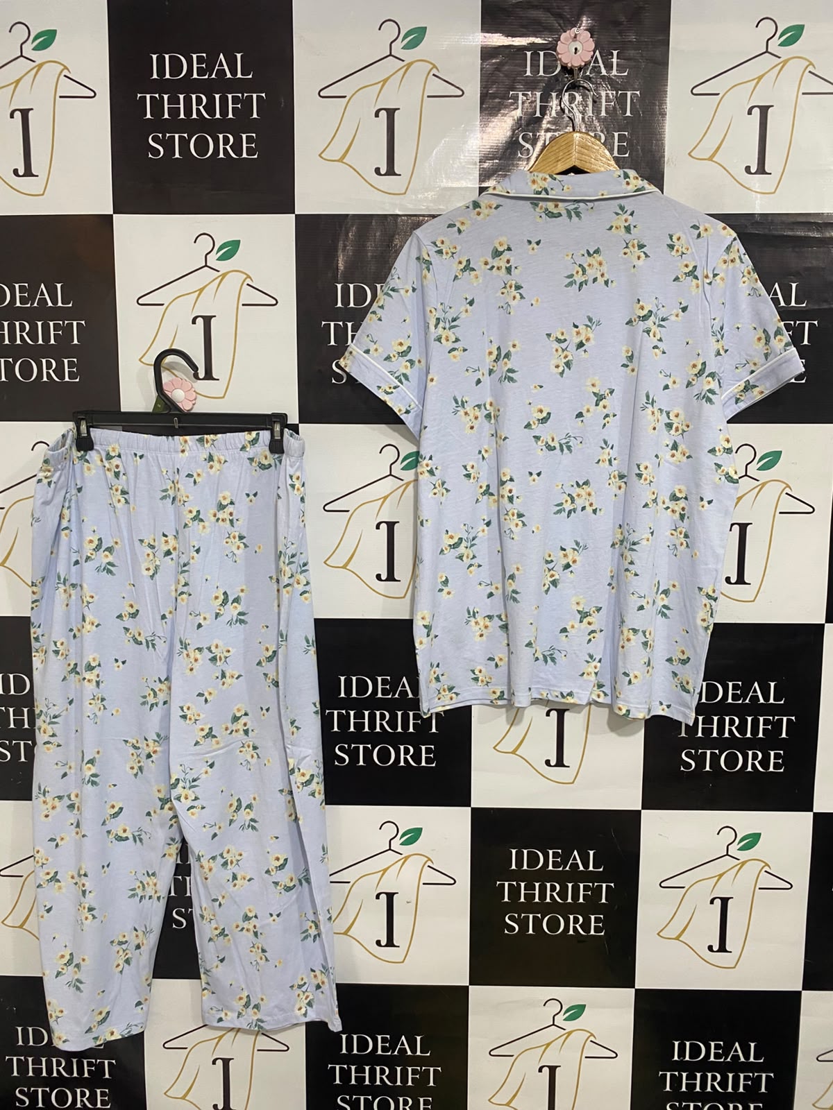 ANKO |XL| A32| LIGHT BLUE FLORAL PAJAMA-STYLE TECHNICAL UTILITY LOUNGE SET