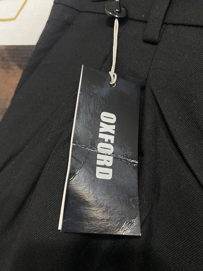 OXFORD |S| WAIST 28| A32| BLACK PLEATED TECHNICAL UTILITY WIDE-LEG TROUSERS