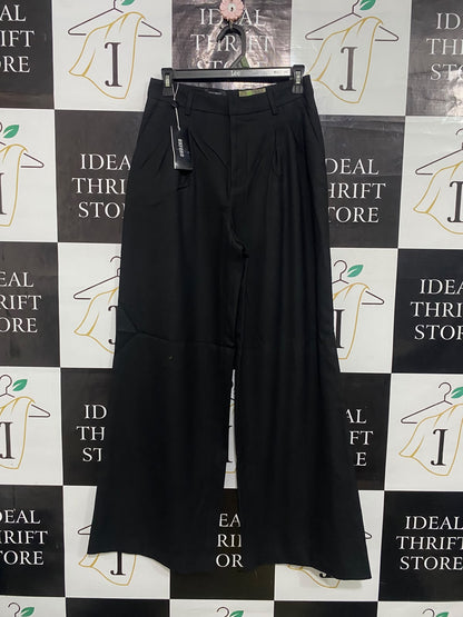 OXFORD |S| WAIST 28| A32| BLACK PLEATED TECHNICAL UTILITY WIDE-LEG TROUSERS