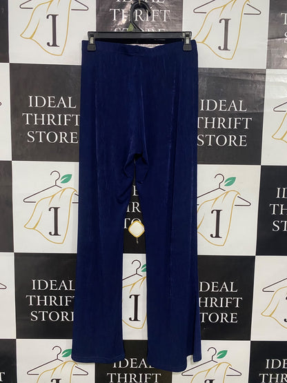 EMELIAX |S| WAIST 26| A32| NAVY VELOUR TECHNICAL UTILITY WIDE-LEG TROUSERS