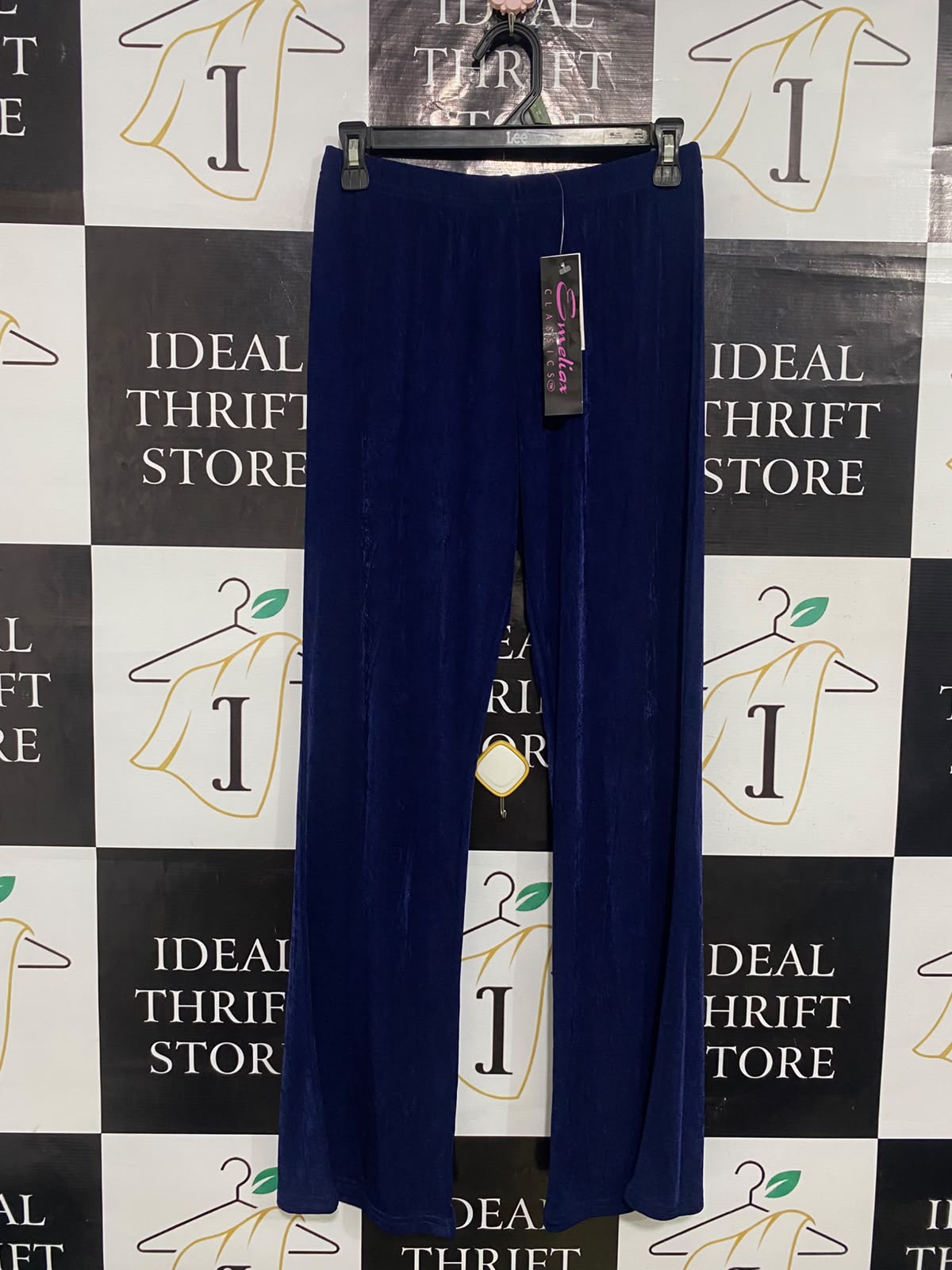 EMELIAX |S| WAIST 26| A32| NAVY VELOUR TECHNICAL UTILITY WIDE-LEG TROUSERS