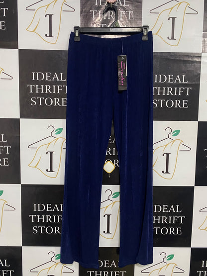 EMELIAX |S| WAIST 26| A32| NAVY VELOUR TECHNICAL UTILITY WIDE-LEG TROUSERS