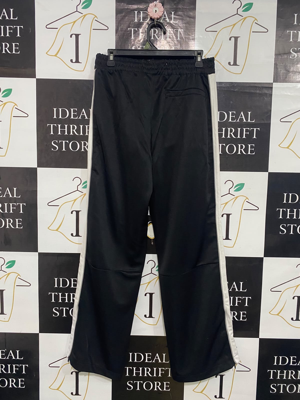 BERSHKA |M| WAIST 30| A32| BLACK AND WHITE SIDE-STRIPE TECHNICAL UTILITY TRACK PANTS