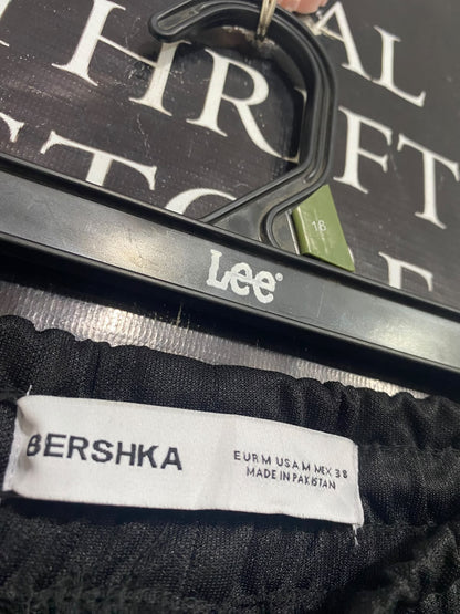 BERSHKA |M| WAIST 30| A32| BLACK AND WHITE SIDE-STRIPE TECHNICAL UTILITY TRACK PANTS