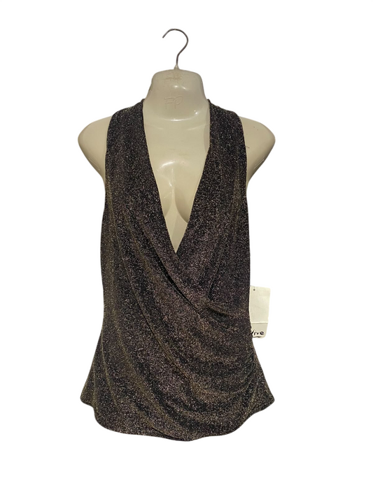 VIVE |S| BUST 16| A56| SPARKLE HALTER-NECK DRAPE-FRONT TECHNICAL UTILITY TOP