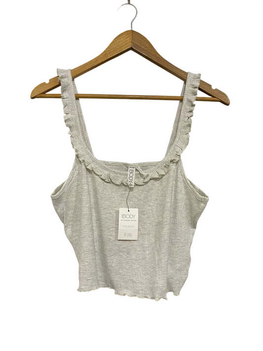 COTTON ON |S| BUST 17| A56| GREY RUFFLE-TRIM RIBBED TANK TOP