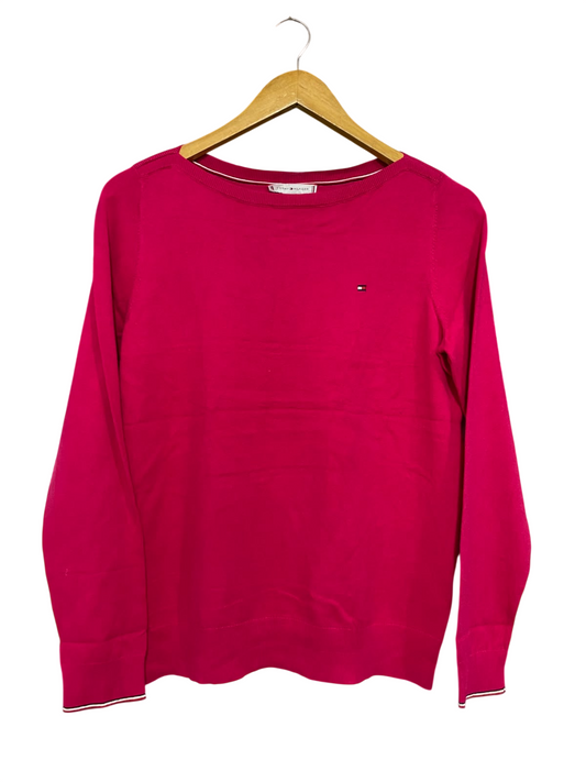 TOMMY HIFIGER |M| BUST 18| A56| MAGENTA CREWNECK KNIT TECHNICAL UTILITY TOP