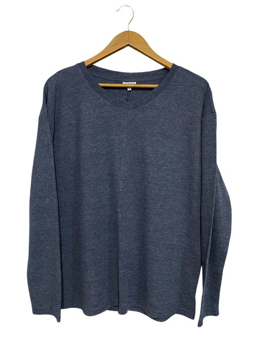 SERRA |L| BUST 23| A56| BLUE-GREY V-NECK LONG-SLEEVE TECHNICAL UTILITY TOP