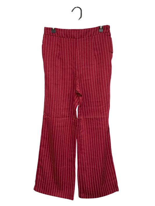 SHEIN |L| WAIST 30| A56| BURGUNDY PINSTRIPE TAILORED WIDE-LEG TECHNICAL UTILITY TROUSERS