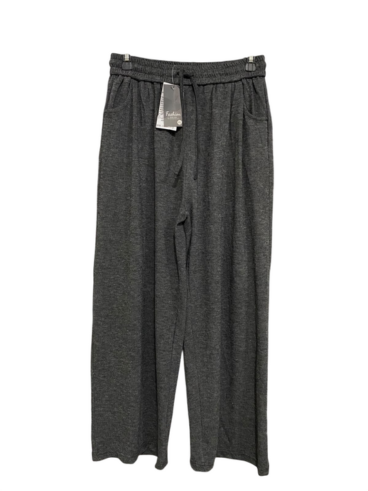 FASHION |XL| WAIST 28| A56| CHARCOAL GREY ELASTICATED WAISTBAND WIDE-LEG TECHNICAL UTILITY TROUSERS