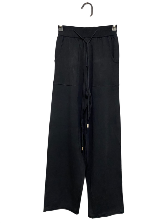 GILS |XS| WAIST 24| A56| BLACK MULTI-DRAWSTRING POCKET-DETAIL WIDE-LEG TECHNICAL UTILITY TROUSERS