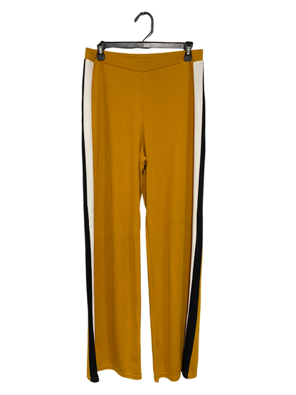 PRIMARK |L| WAIST 29| A56| MUSTARD AND CONTRAST-STRIPE WIDE-LEG TECHNICAL UTILITY TROUSERS