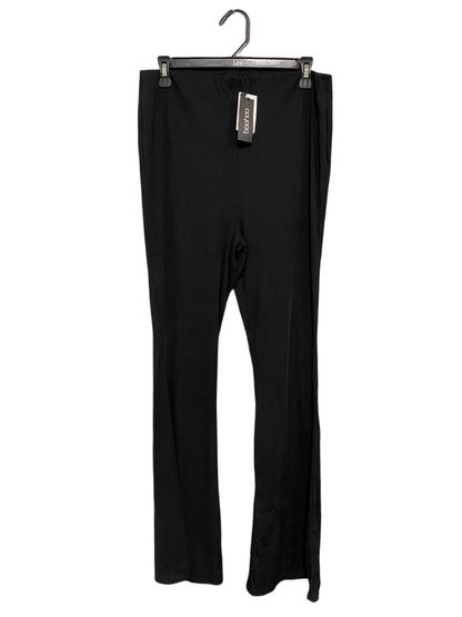 BOOHOO |L| WAIST 32| A56| BLACK RIBBED FLARED TECHNICAL UTILITY TROUSERS