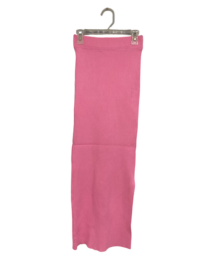 NEW COLLECTION |XS| WAIST 22| A56| PINK RIBBED KNIT TECHNICAL UTILITY MIDI SKIRT