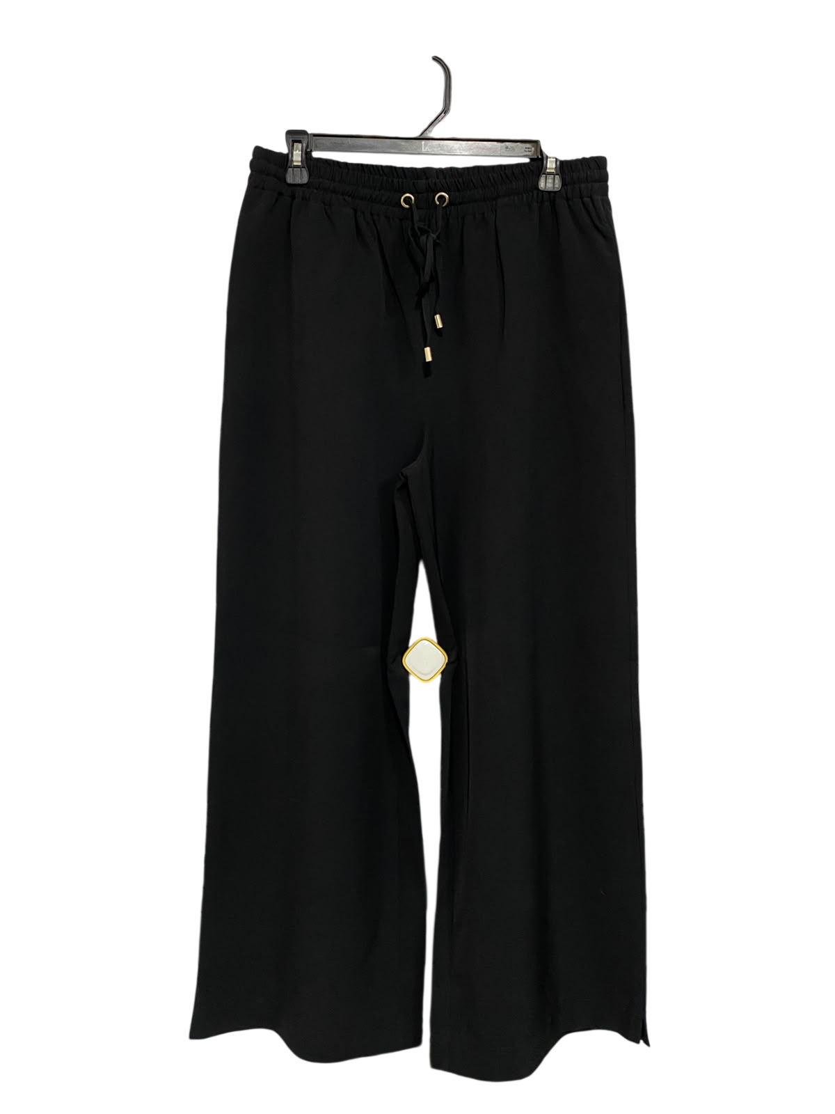 GRACE HILL |L| WAIST 30| A56| BLACK ELASTICATED DRAWSTRING WIDE-LEG TECHNICAL UTILITY TROUSERS
