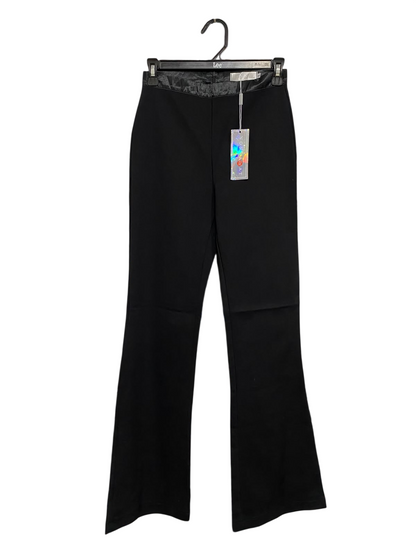 NONTAWAT |XS| WAIST 24| A56| BLACK SATIN-WAISTBAND FLARED TECHNICAL UTILITY TROUSERS