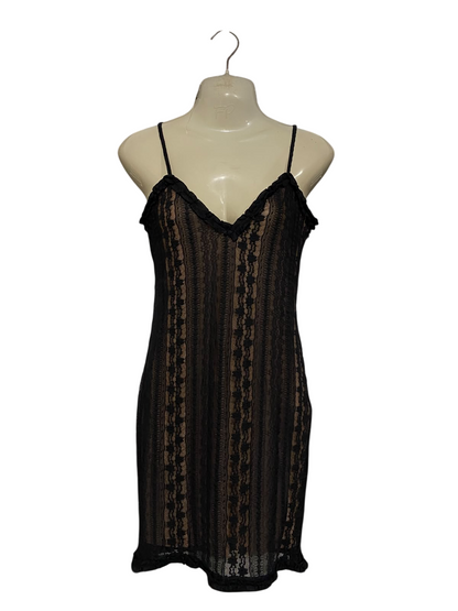 TIGER MIST |S| BUST 16| A56| BLACK LACE AND NUDE-LINED SLIP DRESS TECHNICAL UTILITY PIECE