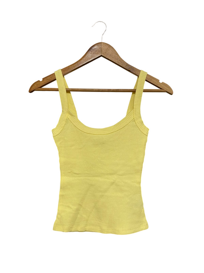 SUPRE |XS| BUST 12| A56| YELLOW SCOOP-NECK RIBBED TECHNICAL UTILITY TANK TOP