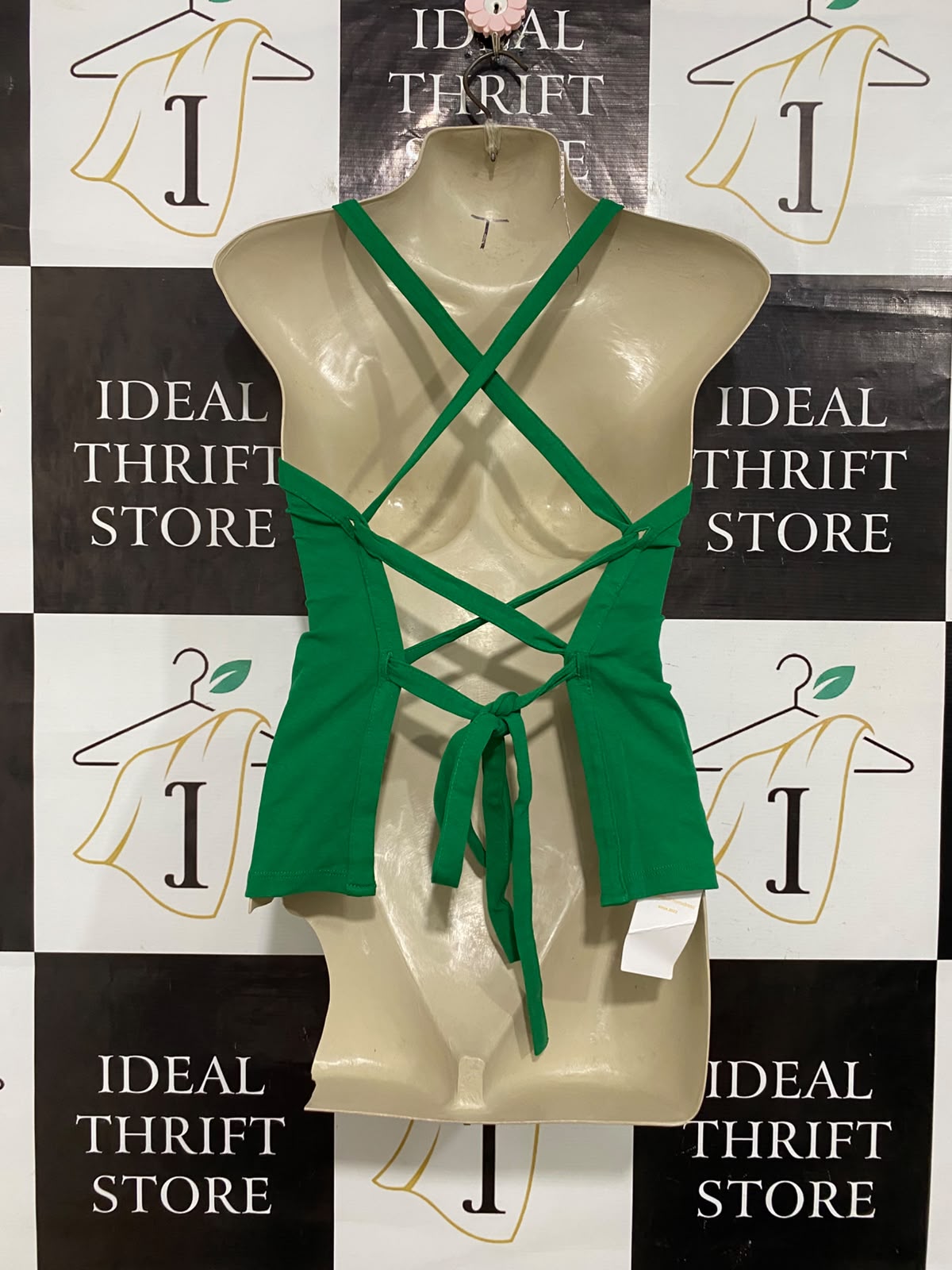 SINBOUN BOUN |M| BUST 15| A56| GREEN SQUARE-NECK TECHNICAL UTILITY CAMI TANK TOP